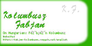 kolumbusz fabjan business card